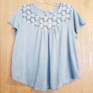 light blue crochet top worn once